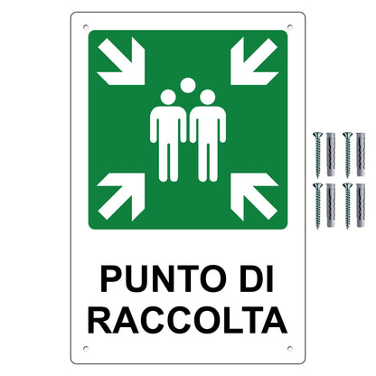 Pubblimania PUNTO DI RACCOLTA. Cartello in Alluminio rinforzato per esterno spessore 3 mm
