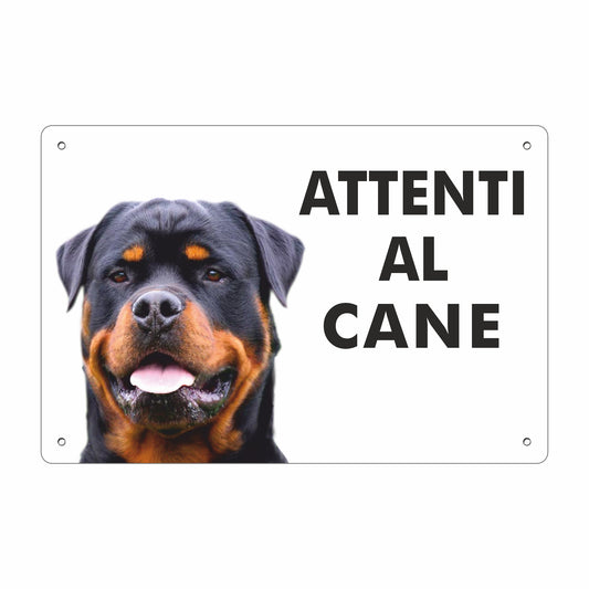 Pubblimania „Vorsicht vor dem Rottweiler“-Schild aus 3 mm starkem Aluminiumverbundmaterial
