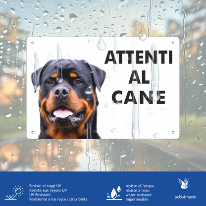 Pubblimania „Vorsicht vor dem Rottweiler“-Schild aus 3 mm starkem Aluminiumverbundmaterial