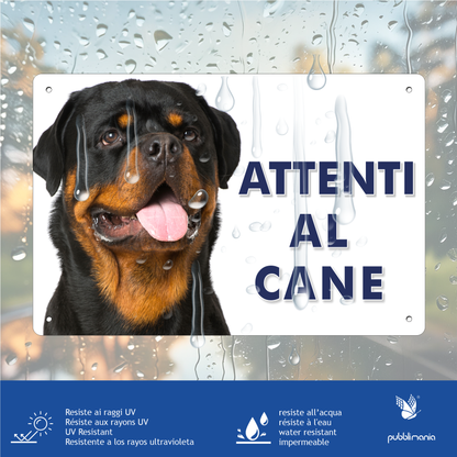Pubblimania „Vorsicht vor dem Rottweiler“-Schild aus 3 mm starkem Aluminiumverbundmaterial