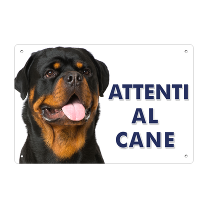 Pubblimania „Vorsicht vor dem Rottweiler“-Schild aus 3 mm starkem Aluminiumverbundmaterial