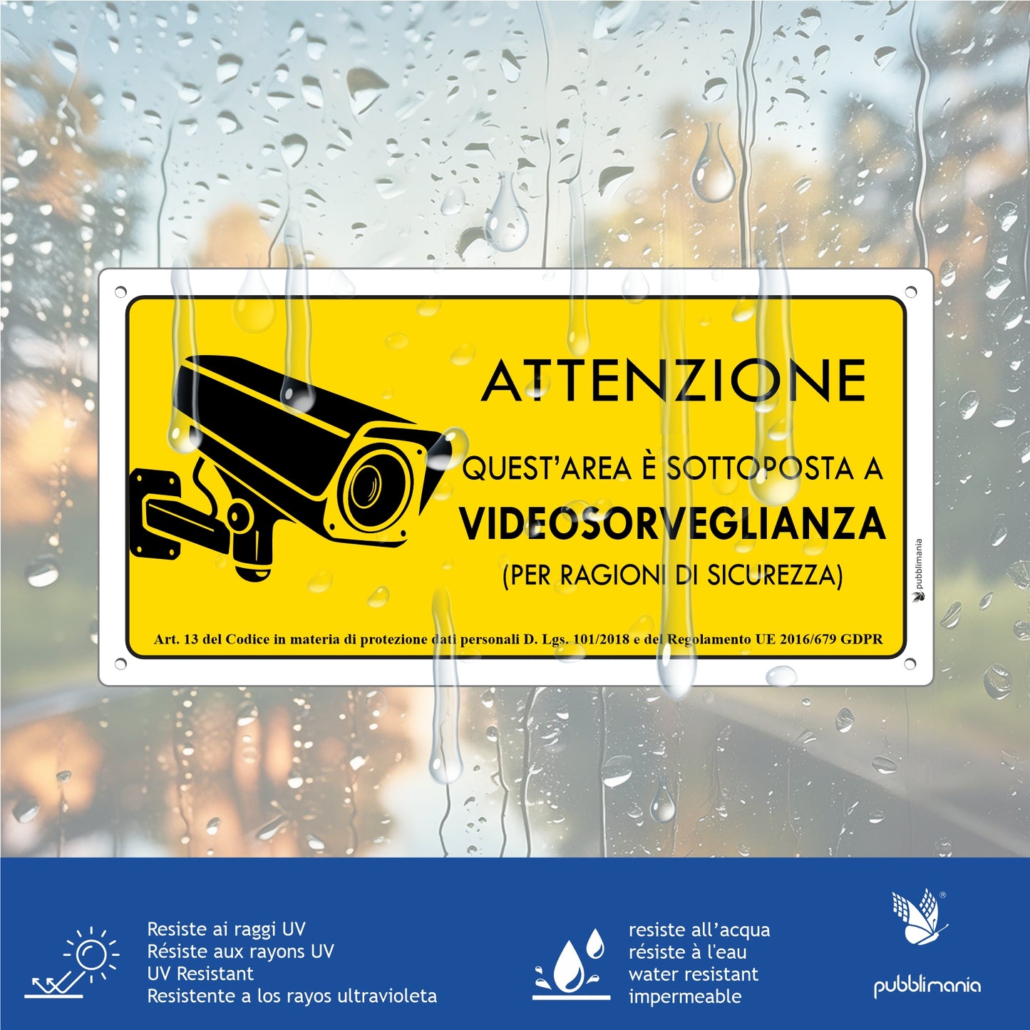 Cartello Area Videosorvegliata - Alluminio Composito 3mm | Pubblimania