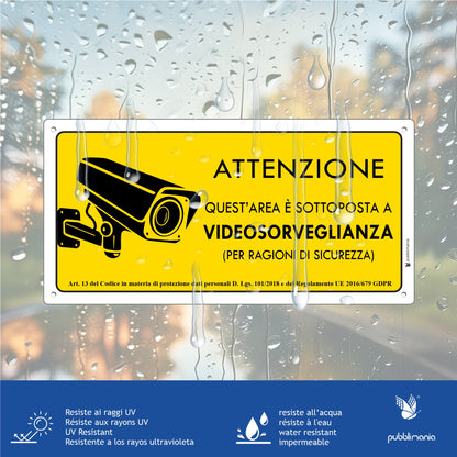 Cartello Area Videosorvegliata - Alluminio Composito 3mm | Pubblimania