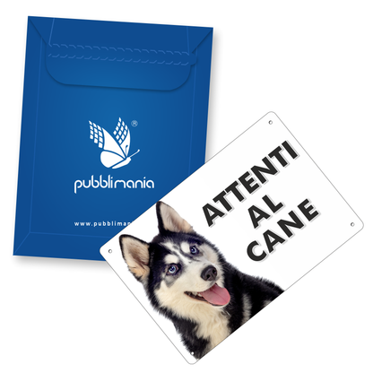 Pubblimania „Vorsicht vor dem Sibirischen Husky“-Schild aus 3 mm starkem Aluminiumverbundmaterial