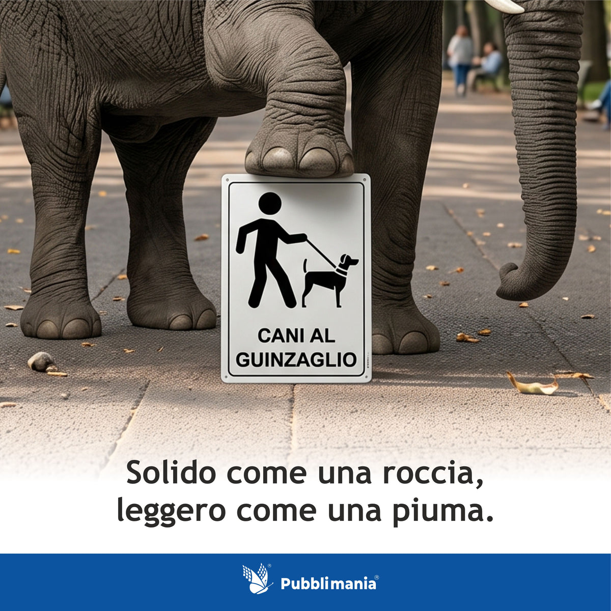 cartello cani al guinzaglio in alluminio by pubblimania solido come una roccia elefante non lo schiaccia