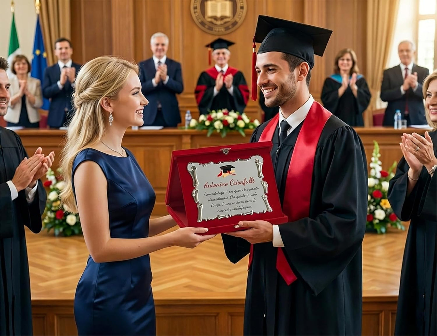 Pubblimania Targa Personalizzata con Cofanetto in Velluto - Premiazioni, Pensionamento, Lauree