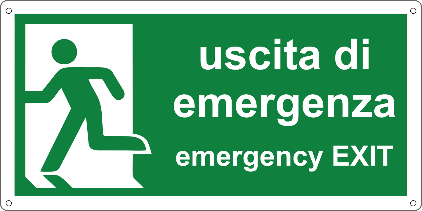 Cartello Uscita di Emergenza | Emergency Exit - Alluminio Composito 3mm | Pubblimania