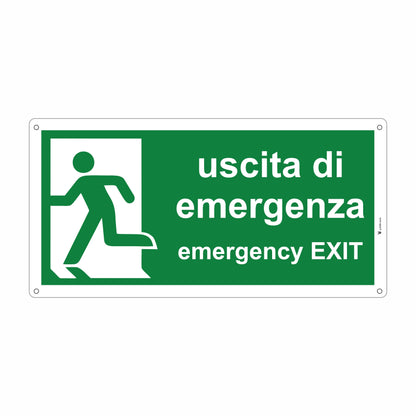 Cartello Uscita di Emergenza | Emergency Exit - Alluminio Composito 3mm | Pubblimania