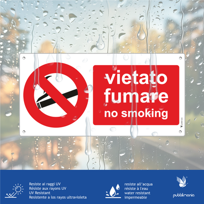 CARTELLO VIETATO FUMARE BILINGUE NO SMOKING